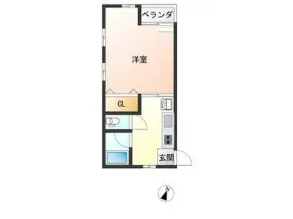 ドミトリー白樺(1K/2階)の間取り写真