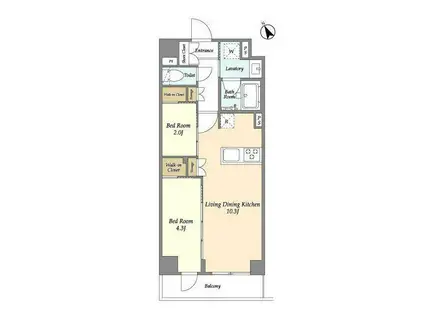 グランカーサ江戸川橋(2LDK/6階)の間取り写真