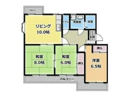 ハイツ蓼原A(4DK/1階)の間取り写真