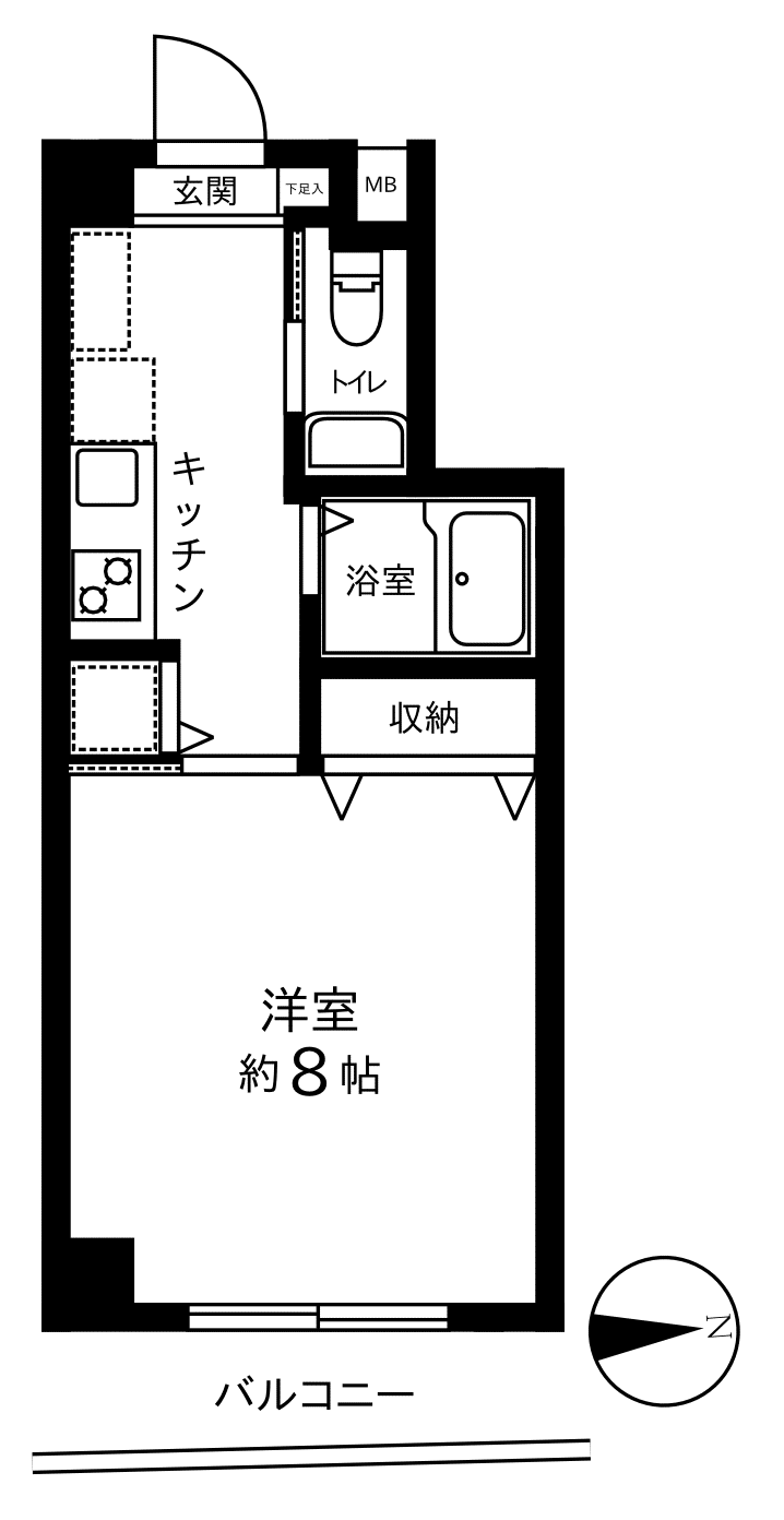ルーブル府中 壱番館(1K/5階)の間取り写真