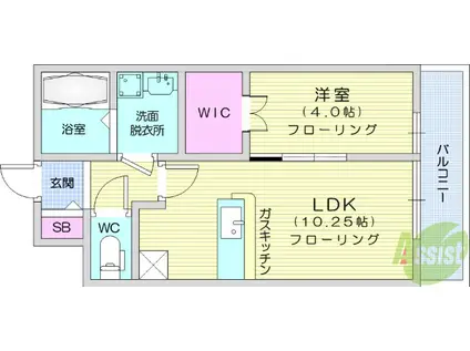 グランテージ向山(1LDK/2階)の間取り写真