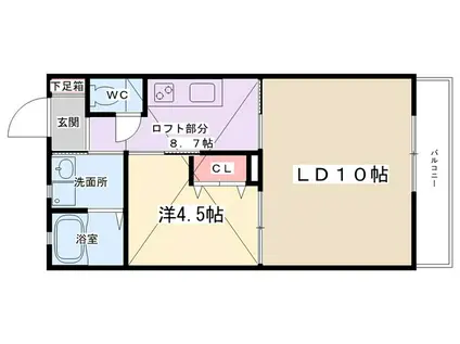 リンデ大野台(1LDK/2階)の間取り写真