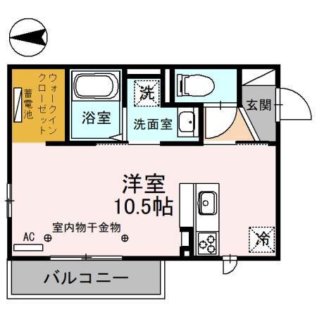メルヴェイユ彦三(ワンルーム/3階)の間取り写真