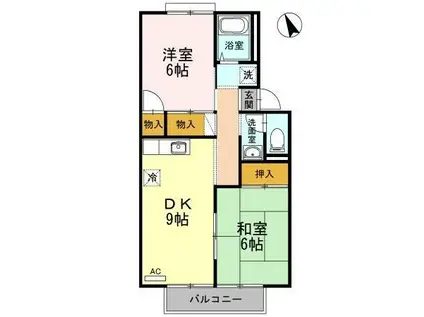 ハイツアベニールA・B棟(2DK/2階)の間取り写真