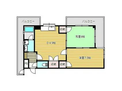 MAXIMAパークハイツ(2DK/4階)の間取り写真