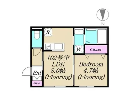 LITTLE FOREST KAMIKITAZAWAリトル フォレス(1LDK/1階)の間取り写真