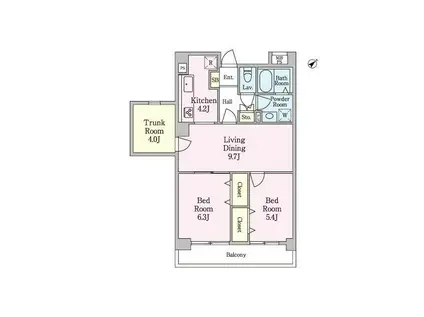 弦巻DSハイム(2SLDK/2階)の間取り写真