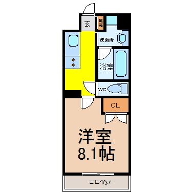 ステラヒルズ(1K/4階)の間取り写真