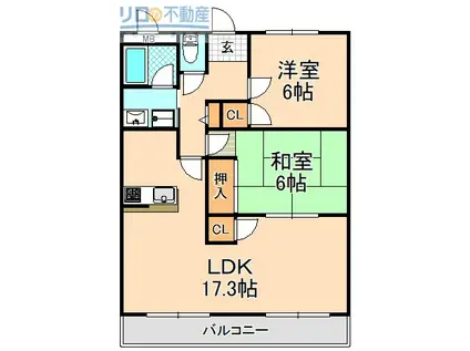 サニーハイツ(3LDK/2階)の間取り写真