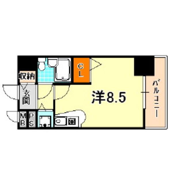グランデール新神戸(ワンルーム/4階)の間取り写真
