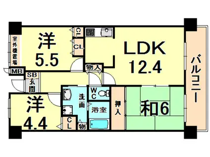 マルシェ伊丹(3LDK/1階)の間取り写真