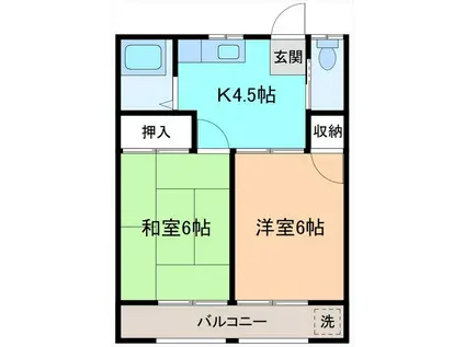 コスモハイツ(2K/2階)の間取り写真
