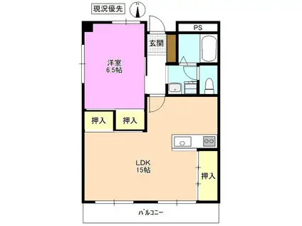 林庄内ビル(1LDK/4階)の間取り写真