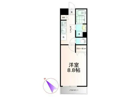 グラン・シュミネ アイ(1K/3階)の間取り写真