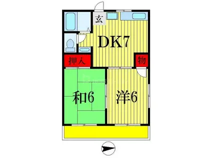 佐久間ハイツA棟(2DK/2階)の間取り写真