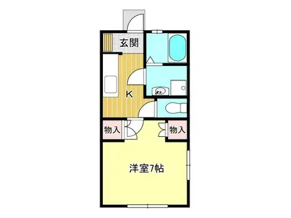 Kフィールド(1K/1階)の間取り写真