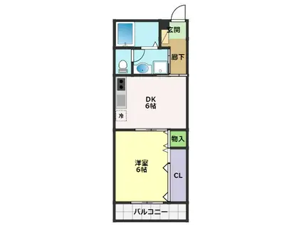 コーポレッドハット(1DK/4階)の間取り写真