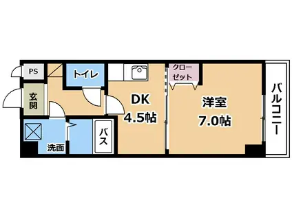 ドーミトゥリィ南草津(1DK/3階)の間取り写真