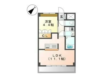 アイリス(1LDK/2階)の間取り写真