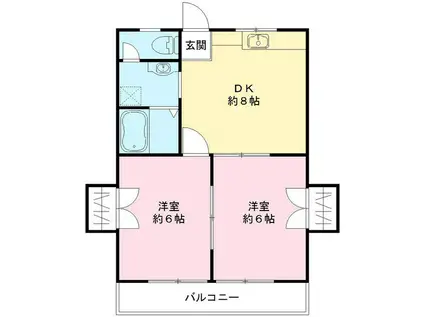 モンテローザ(2DK/2階)の間取り写真