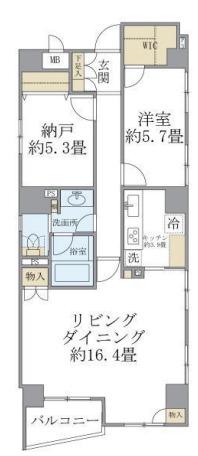麹町レジデンス(2LDK/3階)の間取り写真