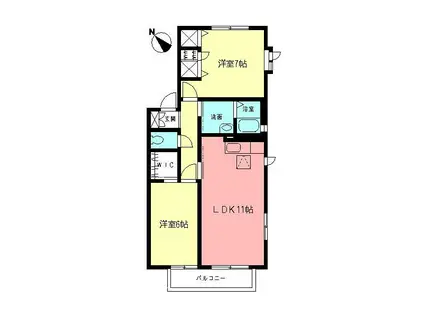 シエルVI(2LDK/2階)の間取り写真