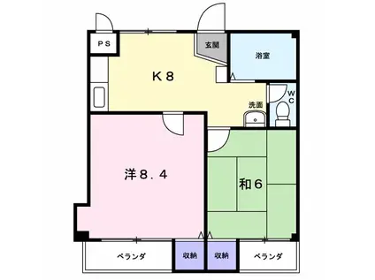 コーポTAKEDA(2DK/3階)の間取り写真