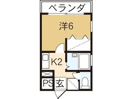 クオーレ玉井(1K/2階)の間取り写真
