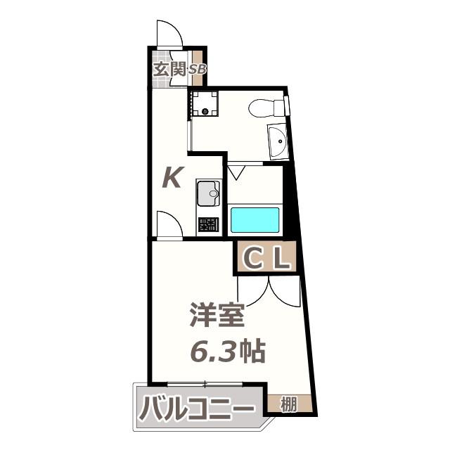 ソミュール南栄(1K/2階)の間取り写真
