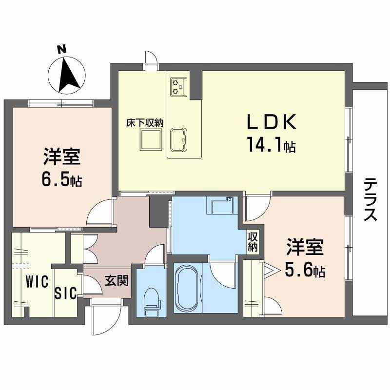 サニーサイドリュクス(2LDK/1階)の間取り写真