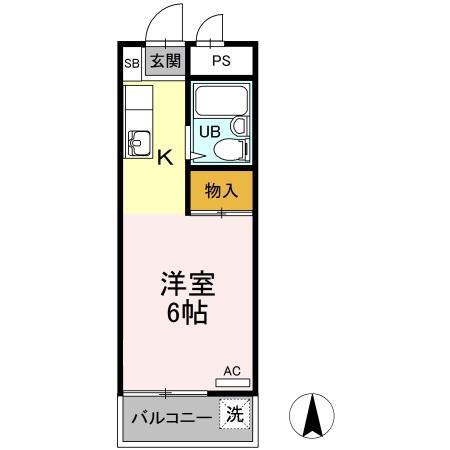 グリーンハイム桜塚(ワンルーム/4階)の間取り写真