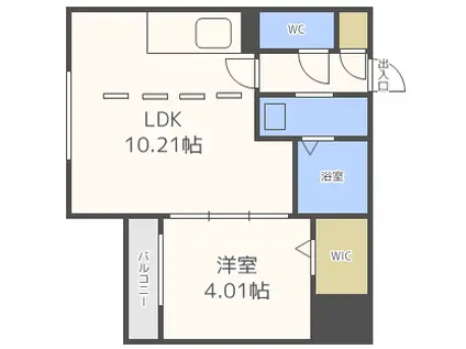 PROSPECT麻生(1LDK/3階)の間取り写真