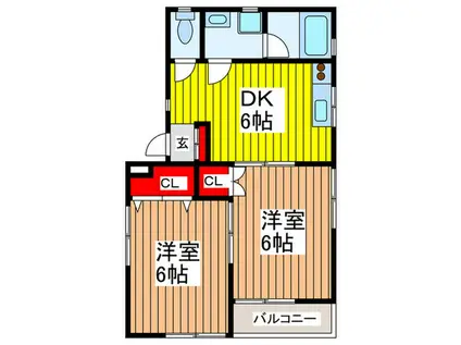 高橋ハウス(2DK/2階)の間取り写真