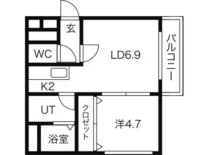 カハラコートファースト(1LDK/9階)の間取り写真