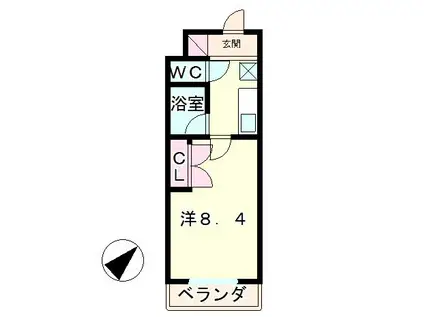 グリーンロード山手(1K/4階)の間取り写真