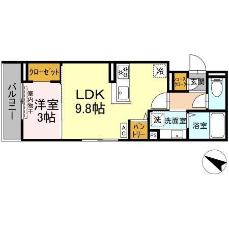 セルメイユール(1LDK/2階)の間取り写真