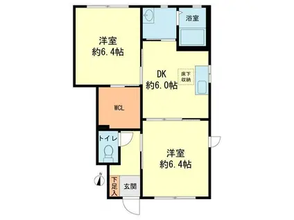 サンセール国分II(2DK/1階)の間取り写真