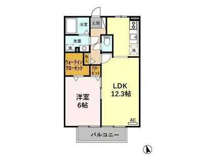 ノーブル千舟B(1LDK/2階)の間取り写真