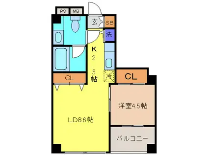 パークアクシス新御徒町(1LDK/10階)の間取り写真