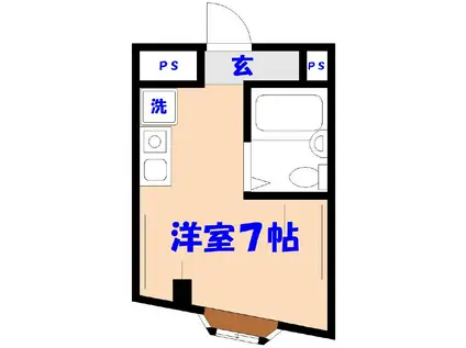 パレスフィールド北方(ワンルーム/2階)の間取り写真