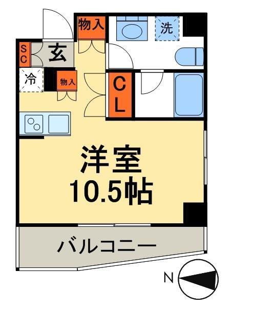 カスタリア森下II(ワンルーム/7階)の間取り写真
