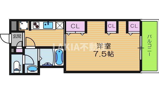 ノーブル阿倍野(1K/3階)の間取り写真
