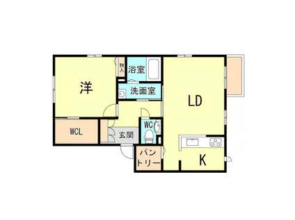 ソレイユ南別府 A・B棟(1LDK/2階)の間取り写真