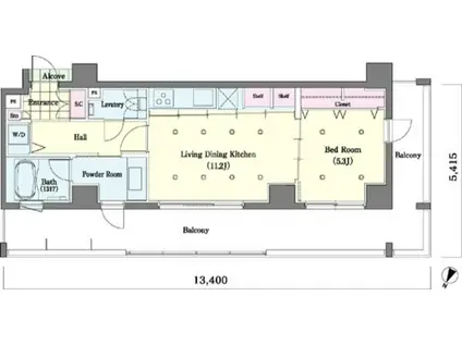 クラスけやき通(1LDK/5階)の間取り写真