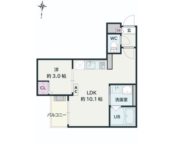 JACK SHINKAIIV(1LDK/2階)の間取り写真
