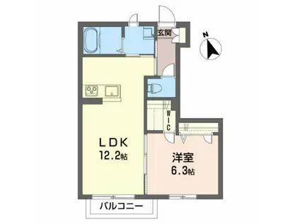 プランドール荒井(1LDK/1階)の間取り写真