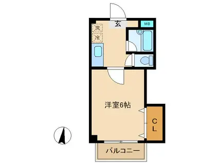 シャルマン南越谷(1K/2階)の間取り写真