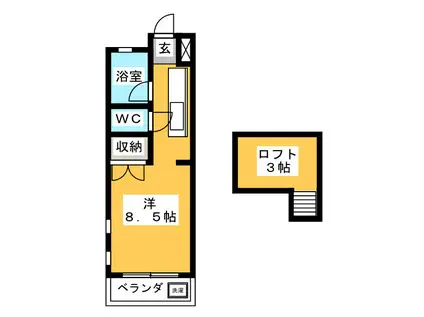 マスキャン黒野(ワンルーム/4階)の間取り写真