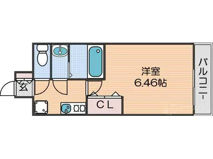 ラグゼナ住之江公園(1K/11階)の間取り写真