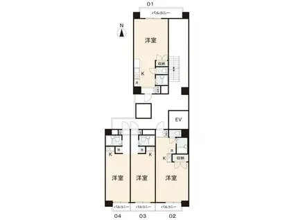 コート今里I(ワンルーム/7階)の間取り写真